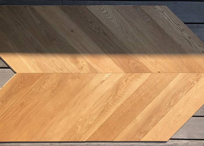 Parquet contrecollé Chêne Premier/Rustique Point Hongrie - 14 x 120 x 600 mm - verni mat