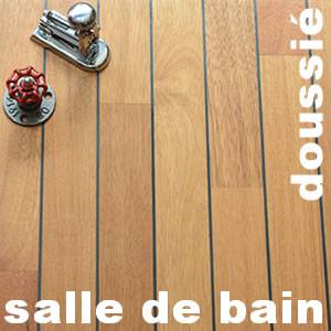 Parquet massif Pont de Bateau Doussié préfini - 9 x 60 mm - huilé - PROMO